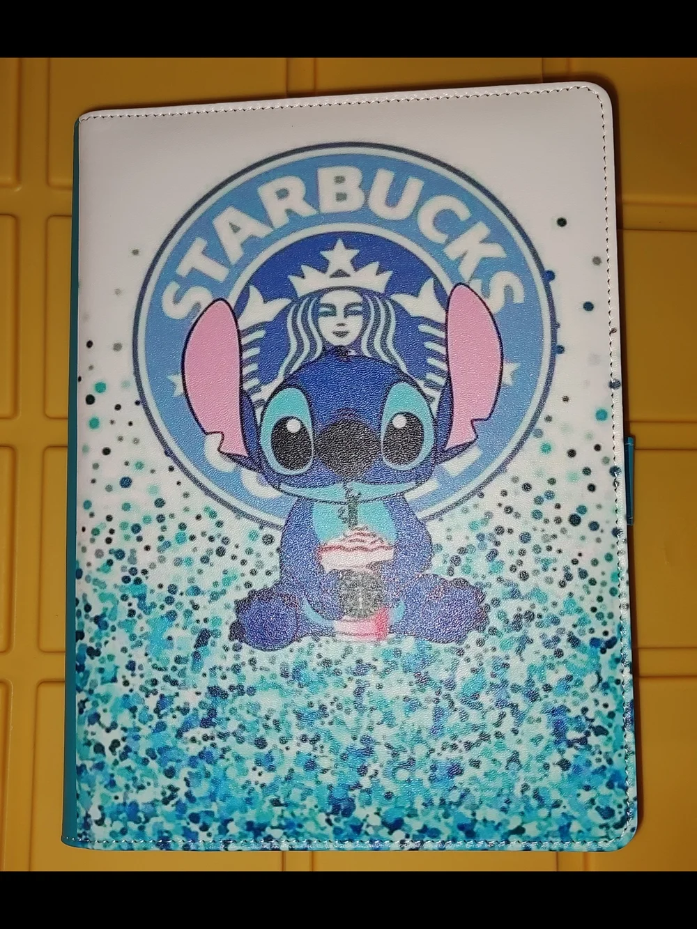 Starbucks Blue Pink Stitch Glitter Binder Notebook